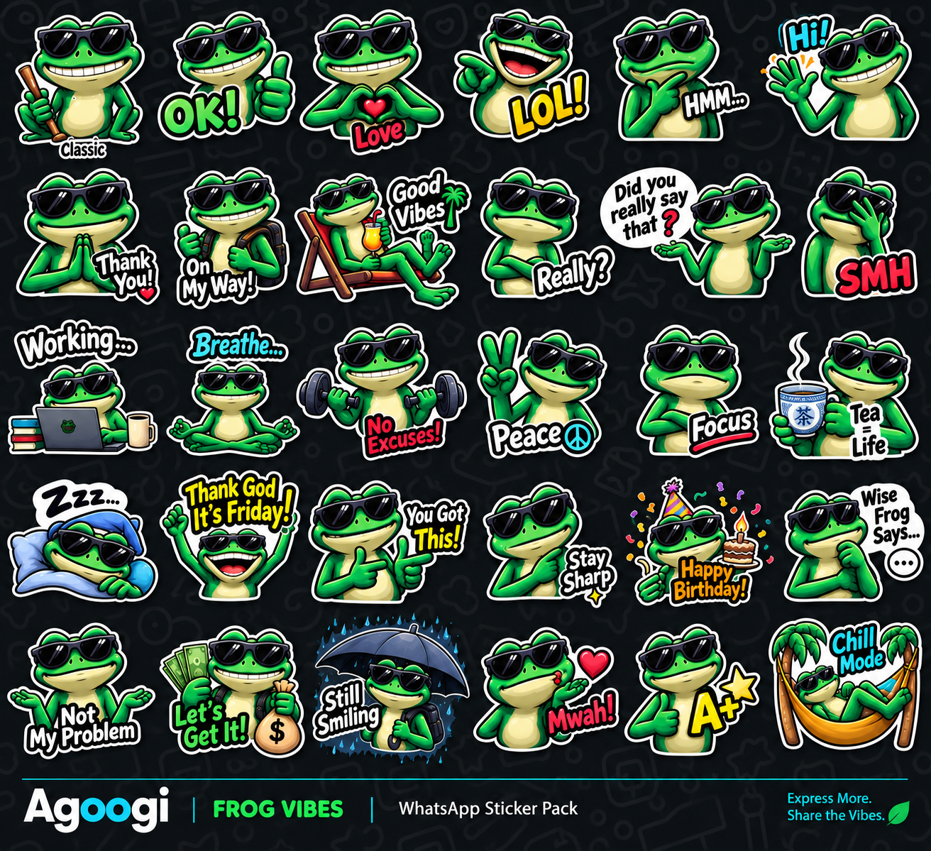 Agoogi Frog Vibes sticker pack